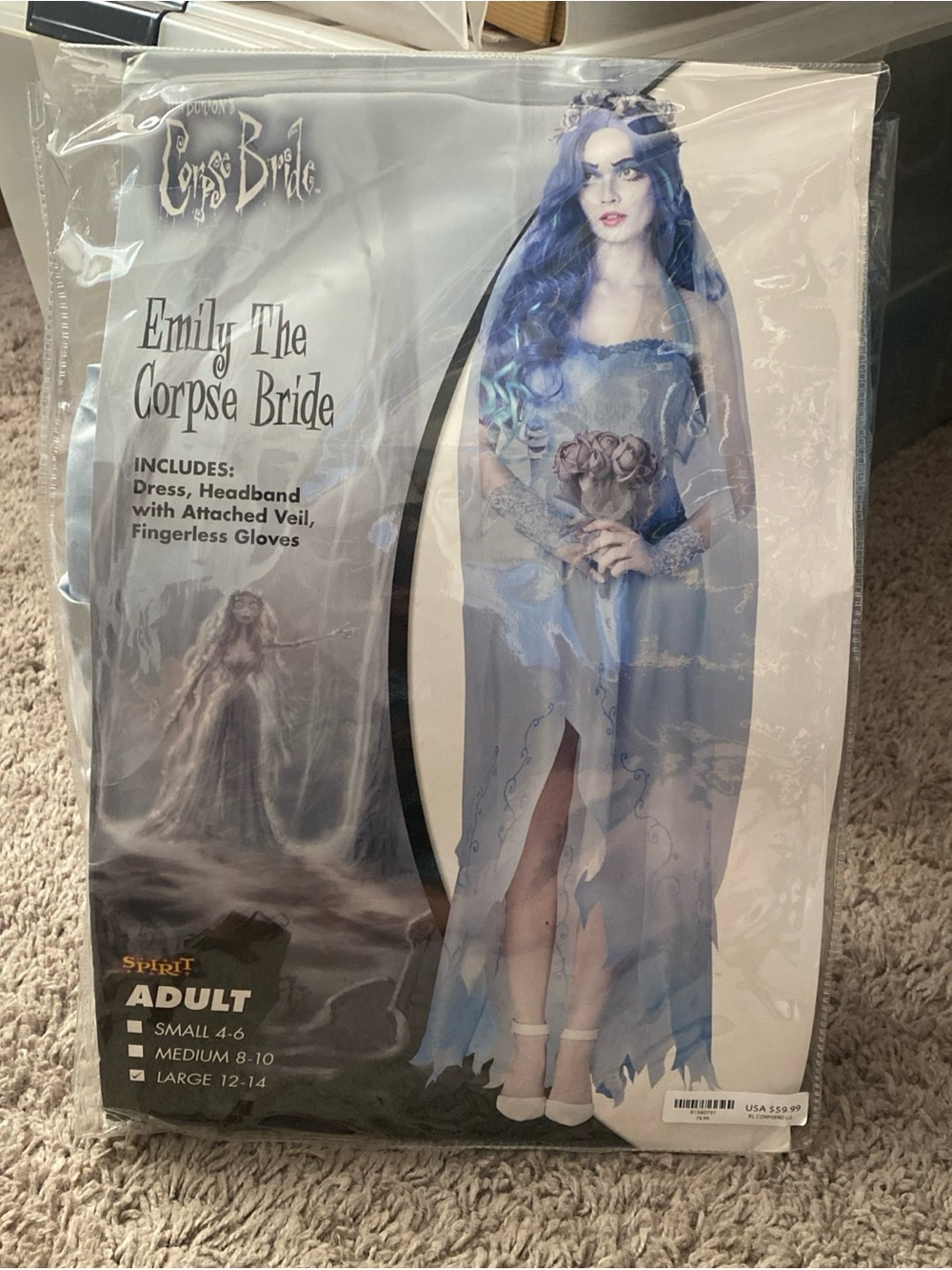 Spirit Corpse Bride Emily Adult Costume - Blue size L